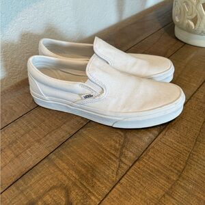 Vans Classic White Slip On Sneakers, Women’s size 9